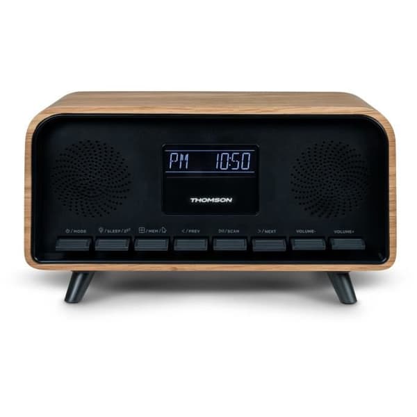 Bluetooth-herätyskelloradio - THOMSON - Vintage Cosy - 30 W, FM-radio, kaksoisherätys, LCD-näyttö, USB-C-laturi, 230 V:n virtalähde