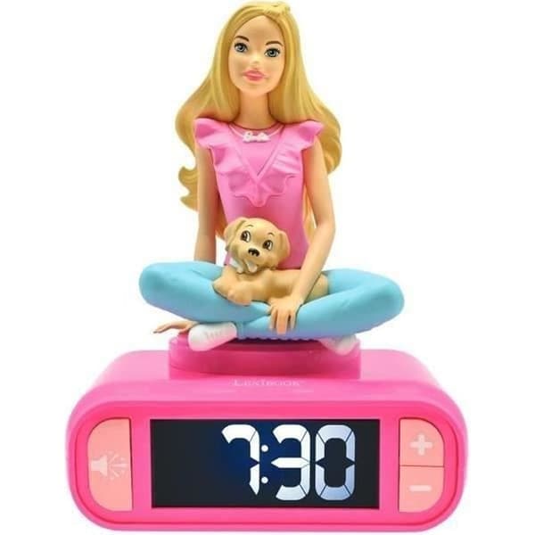 Digital väckarklocka med stark nattlampa. 3D-Barbie och ljudeffekter