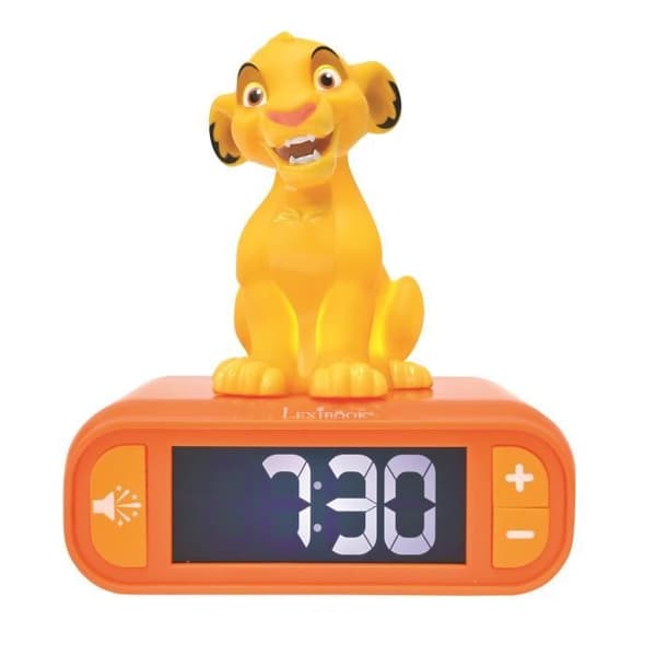 LEXIBOOK Digital Nattlampa Väckarklocka - Simba - 3D Ljus och Ljud - Gul - Barn