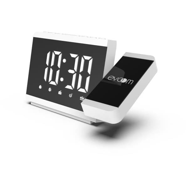 Projektorväckarklocka - EVOOM - EV304588 - Vit - FM-radio - 2 alarm - Tidsprojektion