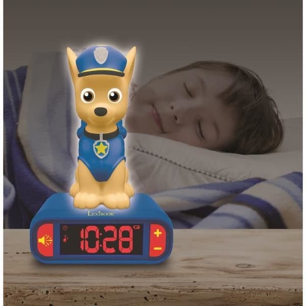 LEXIBOOK Digital Nattlampa Väckarklocka - Paw Patrol - Chase 3D Ljus och Ljud - Blå - Barn