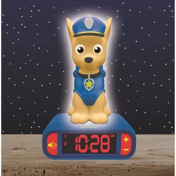 LEXIBOOK Digital Nattlampa Väckarklocka - Paw Patrol - Chase 3D Ljus och Ljud - Blå - Barn