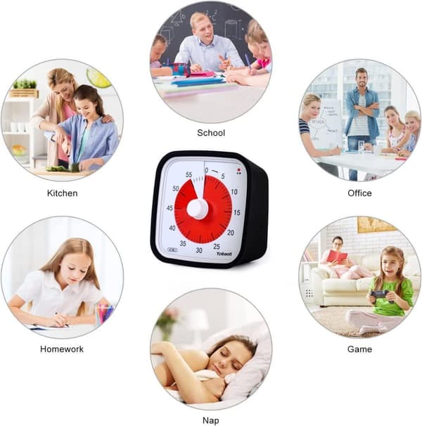 OBOSOE Visuell Timer för Klassrum & Barn - 60 minuter,Justerbar Volym, 10x10 cm