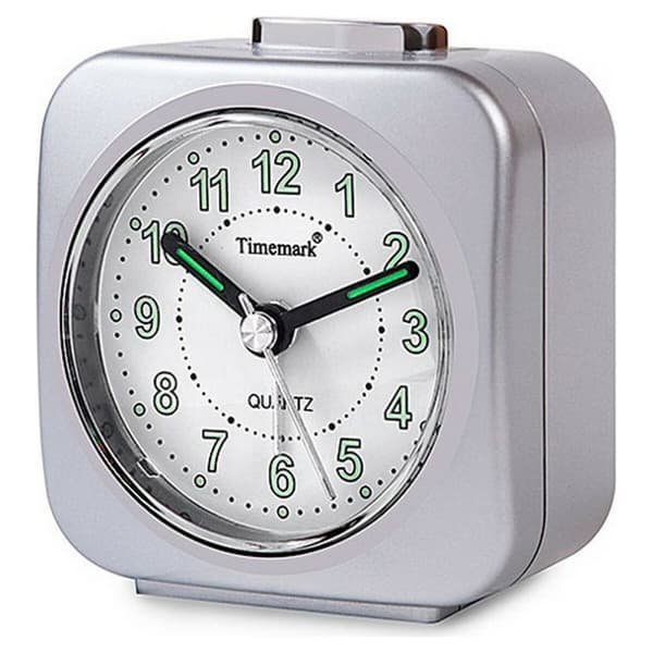 Analog Väckarklocka Timemark Silvrig Tyst med ljud Nattläge
