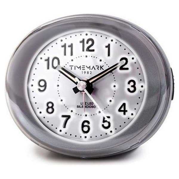 Analog Väckarklocka Timemark Grå LED Ljus Tyst Snooze Nattläge 9 x 9 x 5,5 cm (9 x 9 x 5,5 cm)
