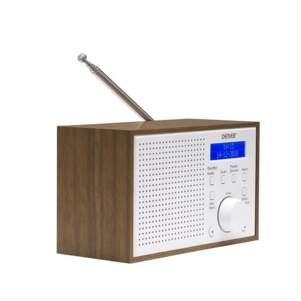Retroradio med larmfunktion, trälook Dab-46