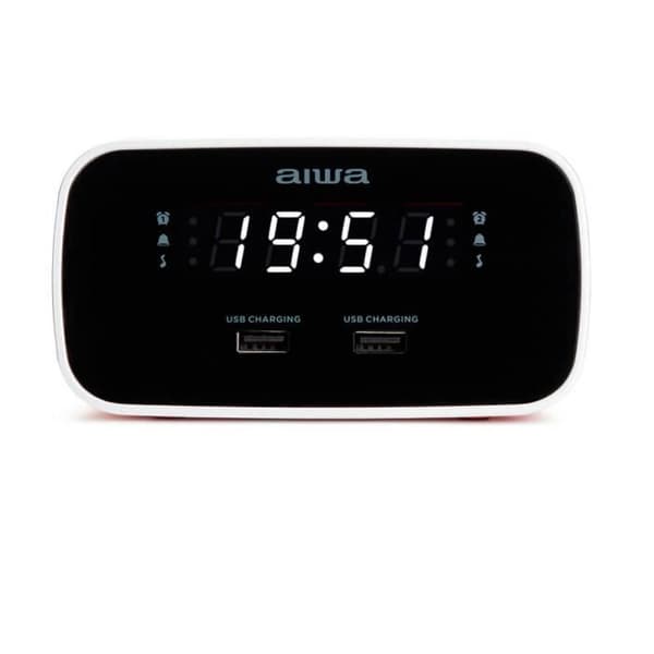 Aiwa CRU-19RD Röd LED-klockradio med USB-laddning och gradvis larm