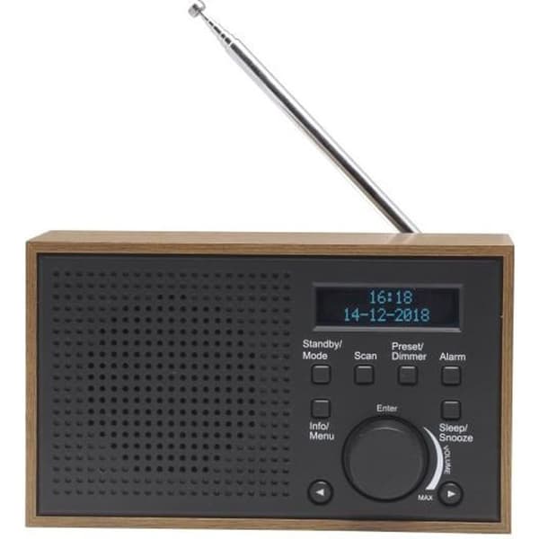 Retroradio med larmfunktion, trälook Dab-46