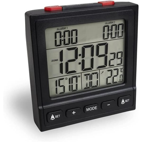 Radioväckare - Mebus - 25581 - 2 larm - Kalenderdisplay - Inomhustermometer