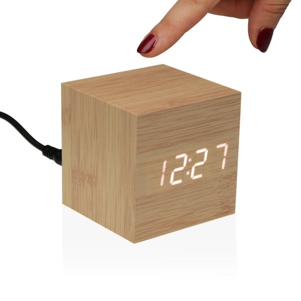 Väckarklocka Versa Trä MDF Minimalistisk 6,4 x 6,3 x 6,4 cm