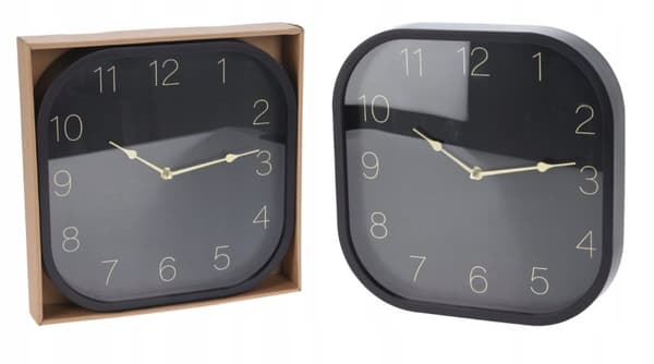 Vægur sort firkantet dekorativt minimalistisk 30 cm