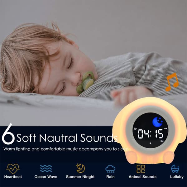 Bomclap Digital väckarklocka för barn med LED nattlampa, snooze, 7 färger, uppladdningsbar