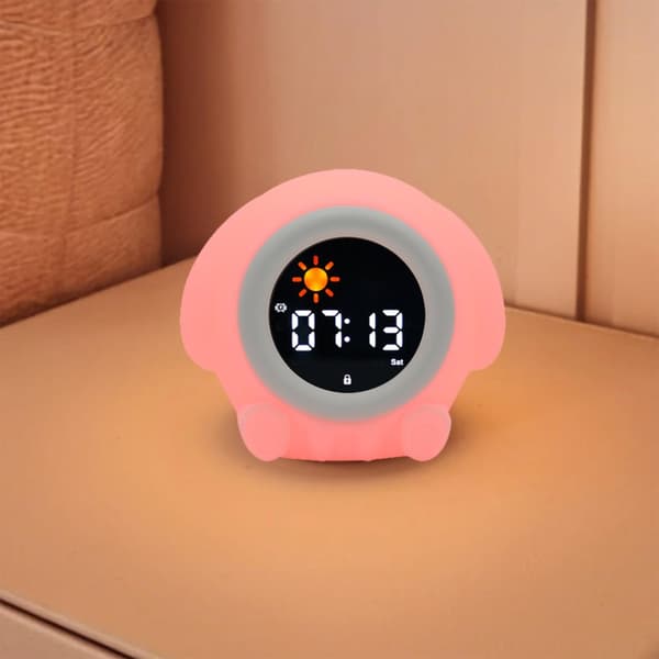 Bomclap Digital väckarklocka för barn med LED nattlampa, snooze, 7 färger, uppladdningsbar