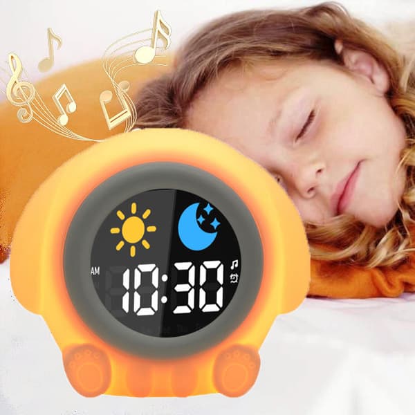 Bomclap Digital väckarklocka för barn med LED nattlampa, snooze, 7 färger, uppladdningsbar