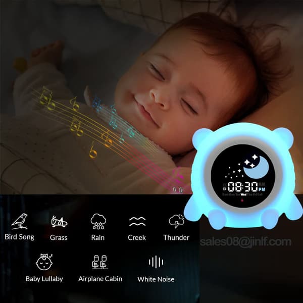Bomclap Digital väckarklocka för barn med LED nattlampa, snooze, 7 färger, uppladdningsbar