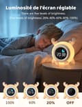 Miniatyrbild 3 av 7: Bomclap Digital väckarklocka för barn med LED nattlampa, snooze, 7 färger, uppladdningsbar
