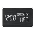 Miniatyrbillede 3 af 4: 4 i 1 vækkeur - EVOOM - TRÆ - Sort - Ur, termometer, kalender