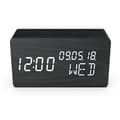 Miniatyrbillede 4 af 4: 4 i 1 vækkeur - EVOOM - TRÆ - Sort - Ur, termometer, kalender