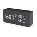 Miniatyrbillede 1 af 4: 4 i 1 vækkeur - EVOOM - TRÆ - Sort - Ur, termometer, kalender