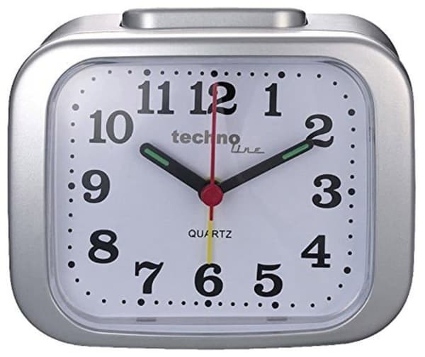 Technoline - Geneva XL silber - Quartz väckarklocka XL modell, retro väckarklocka, kraftfullt larm, klar skärm, silver