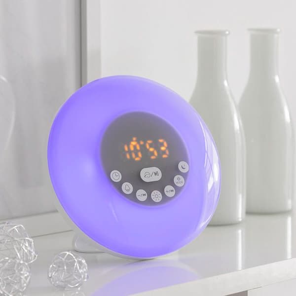 Ljusteknapp för simulerad gryning - InnovaGoods - Sunrilk - Bluetooth 5.0 - LCD-skärm - Uppladdningsbar USB