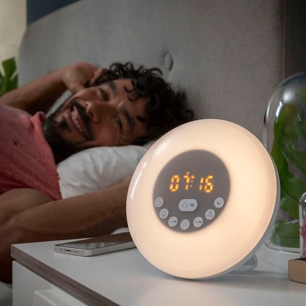 Ljusteknapp för simulerad gryning - InnovaGoods - Sunrilk - Bluetooth 5.0 - LCD-skärm - Uppladdningsbar USB