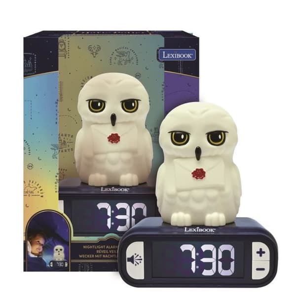 LEXIBOOK Digital Nattlampa Väckarklocka - Hedwig - 3D Ljus och Ljud - Barn