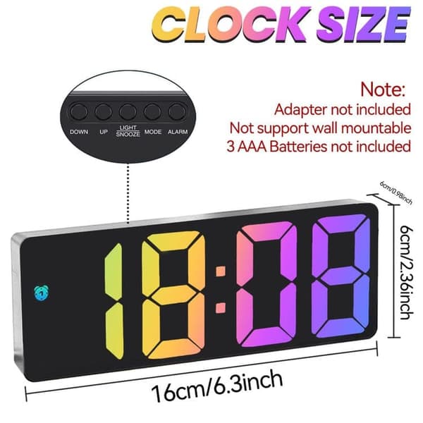 OBOSOE digitalt vækkeur med stort LED-display, USB-opladning, temperatur, dato