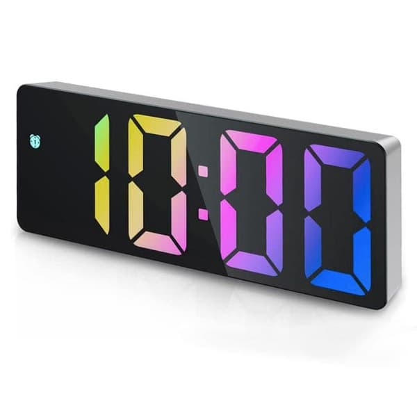 OBOSOE digitalt vækkeur med stort LED-display, USB-opladning, temperatur, dato