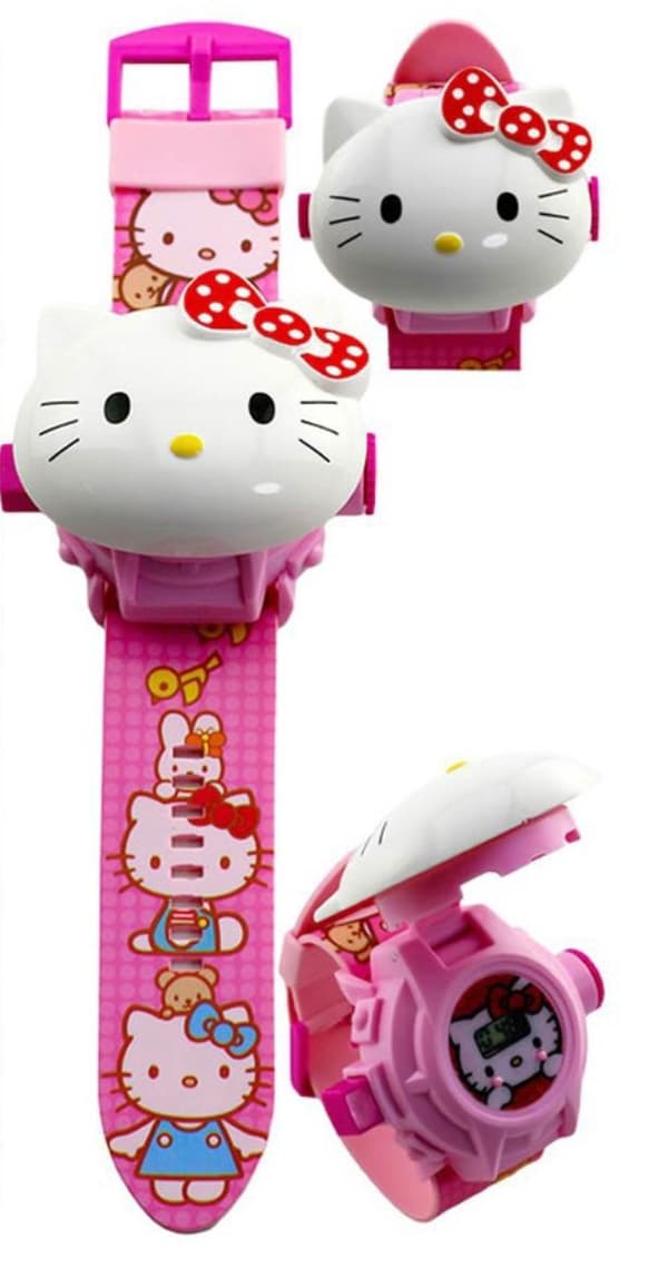 Hello Kitty clock with projector function 24 slide show Christmas gift
