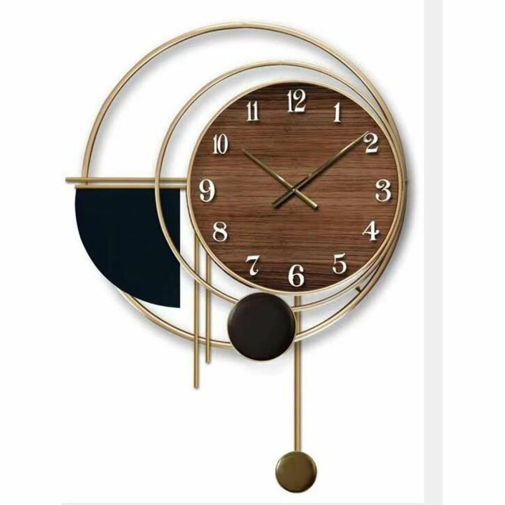 Väggklocka DKD Home Decor Järn Gyllene Trä MDF (60 x 4.5 x 60 cm)