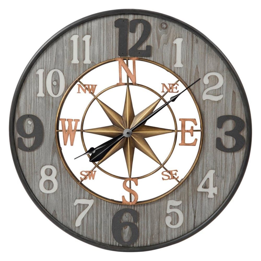 Väggklocka DKD Home Decor Stjärna Vit Grå Järn Silvrig Trä MDF (80 x 6 x 80 cm)