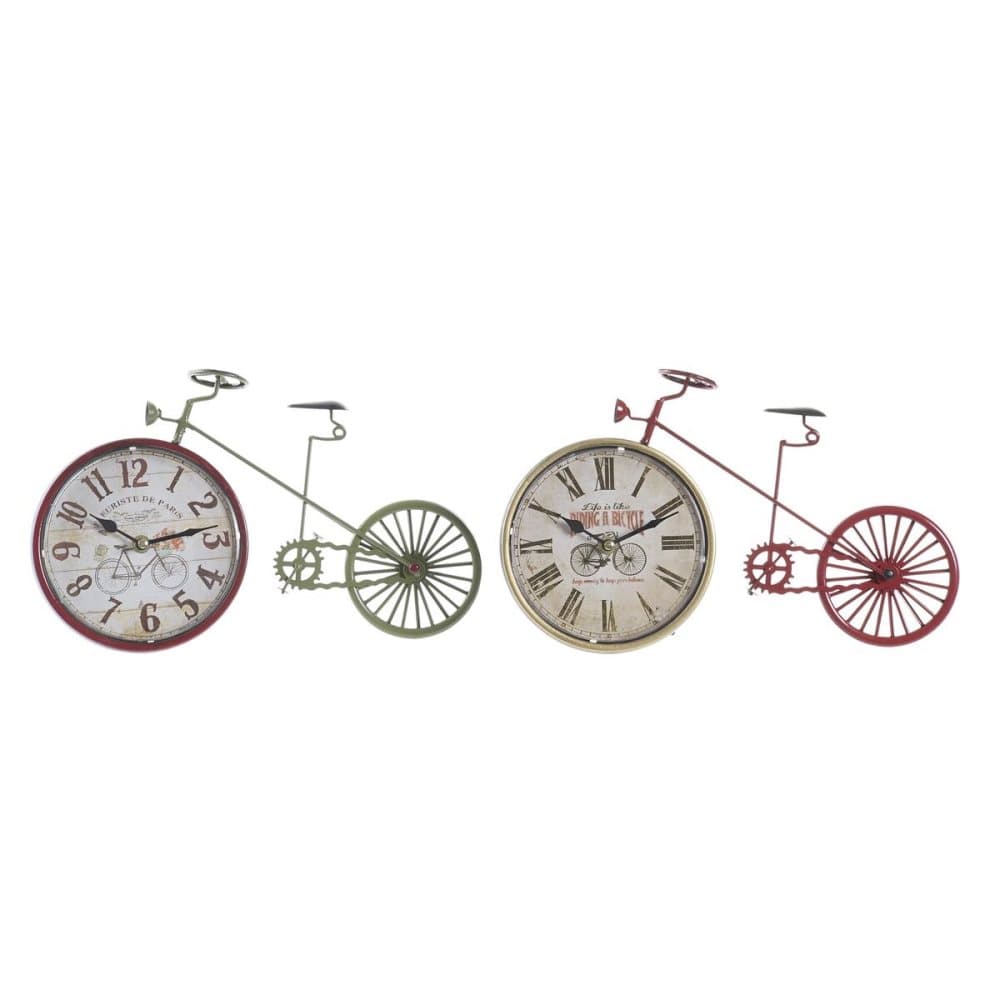 Asztali óra DKD Home Decor Röd Cykel Grön Järn (34,5 x 5 x 22,5 cm) (2 antal)