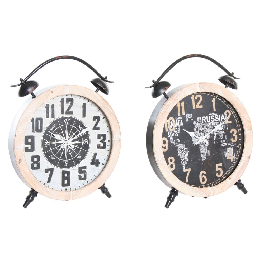 Asztali óra DKD Home Decor Svart Järn Trä MDF (41 x 6.5 x 52.5 cm) (2 pcs)