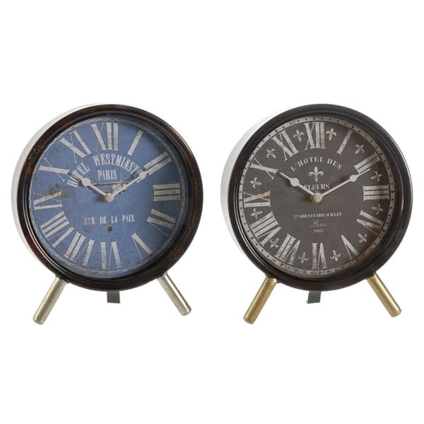 Namizna ura DKD Home Decor Blå Sort Multifarvet Metal Krystal Vintage 20,5 x 5 x 24 cm (2 enheder)