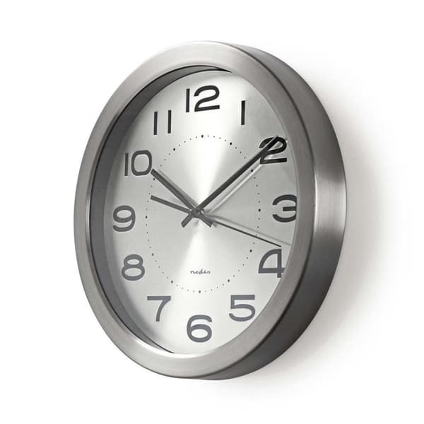 Nedis CLWA010MT30SR Rundt vægur Diameter 30 cm rustfrit stål