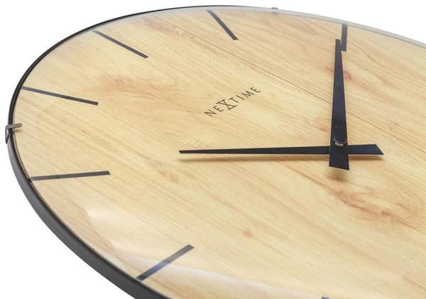 NeXtime NE-3249 Vægur Kant-Træ-Kuppel Dia 35 cm Plast Lysebrun