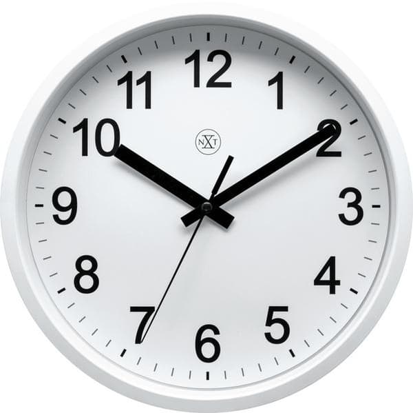 NeXtime NX-7307WI-V2 Vægur NXT Diam. 25,5 Plast Hvid, Hvid Urskive