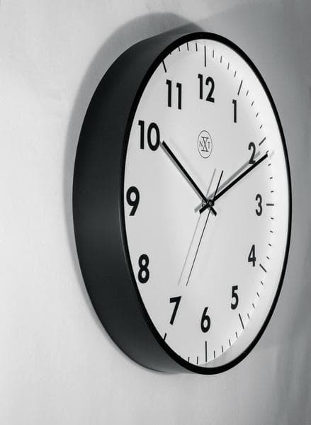 NeXtime NX-7317-V2 Vægur NXT SILENT CLOCK 40cm Plast Sort, Hvid Urskive