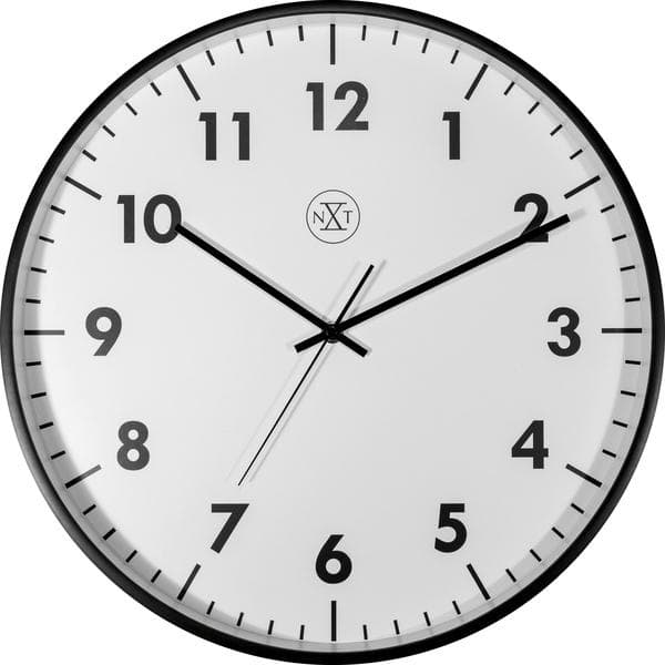 NeXtime NX-7317-V2 Vægur NXT SILENT CLOCK 40cm Plast Sort, Hvid Urskive