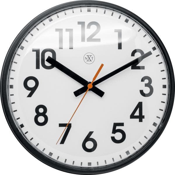 NeXtime NX-7308ZW Väggklocka NXT Diam. 26cm Plast Svart, Vit Urtavla