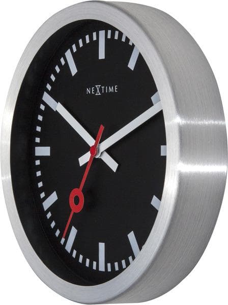 NeXtime NE-3998STZW Seinäkello "Station" Ø19 cm, harjattu alumiini musta