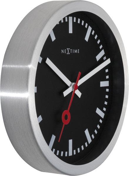 NeXtime NE-3998STZW Seinäkello "Station" Ø19 cm, harjattu alumiini musta