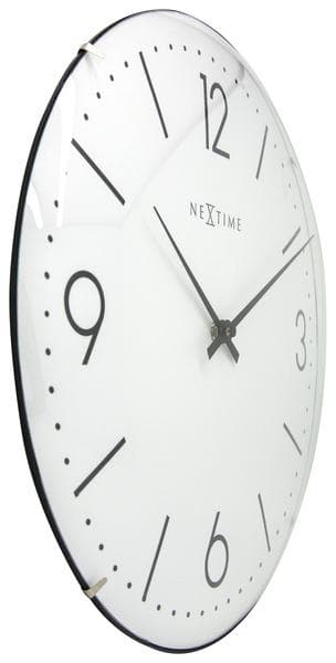 NeXtime NE-3157WI Vægur Dia. 35 cm, konveks glas, hvid, 'Basic Dome'
