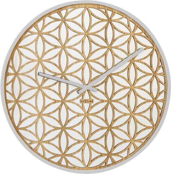 NeXtime NE-3194WI Vægur Dia. 50 cm, træ/spejl, hvid