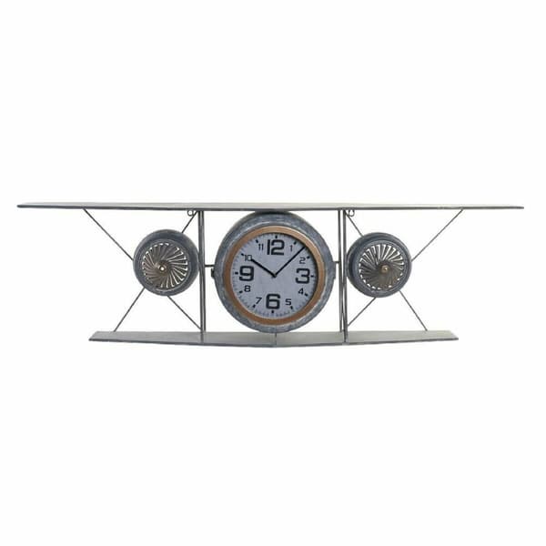 Vægur DKD Home Decor Krystal Jern Fly Træ MDF Mørkegrå (120 x 21 x 33.5 cm)