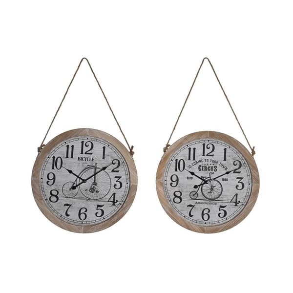 Vægur DKD Home Decor Natur Cykel Tov Hvid Vintage Træ MDF (50 x 4,5 x 50 cm) (2 enheder)