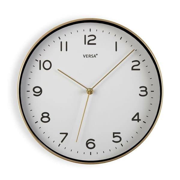 Veggklokke Versa Gyllen 30,5 x 4,3 x 30,5 cm Quartz Polyuretan