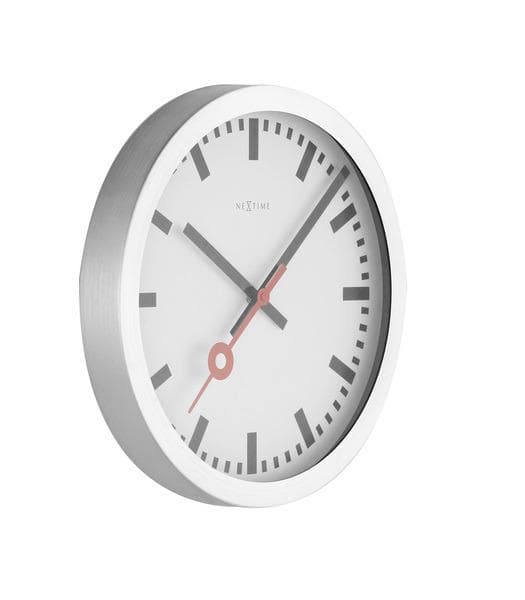 NeXtime NE-3998ST Väggklocka Dia. 19 Cm, Borstad Aluminium, 'Station'