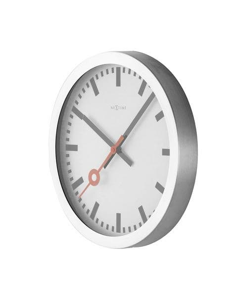 NeXtime NE-3998ST Väggklocka Dia. 19 Cm, Borstad Aluminium, 'Station'